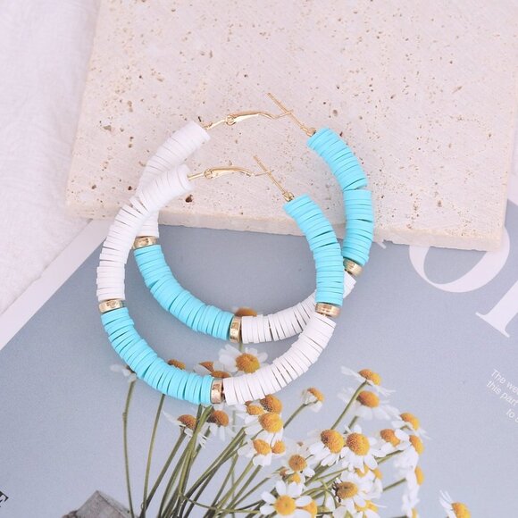 Color Blocking Hoop Earrings - Picture 1 of 1